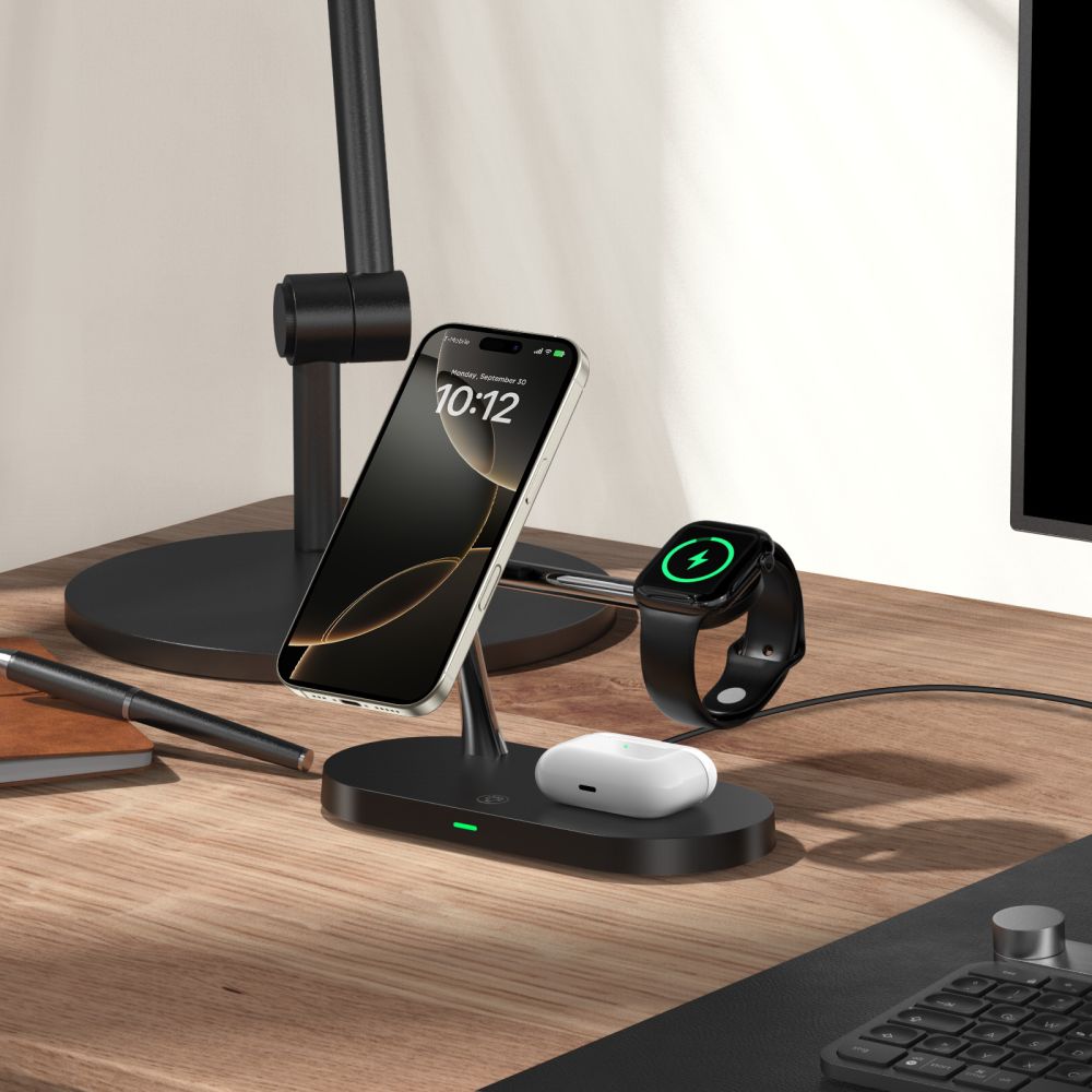 ŁADOWARKA INDUKCYJNA 3W1 TECH-PROTECT A12 3IN1 MAGNETIC MAGSAFE WIRELESS CHARGER CZARNA