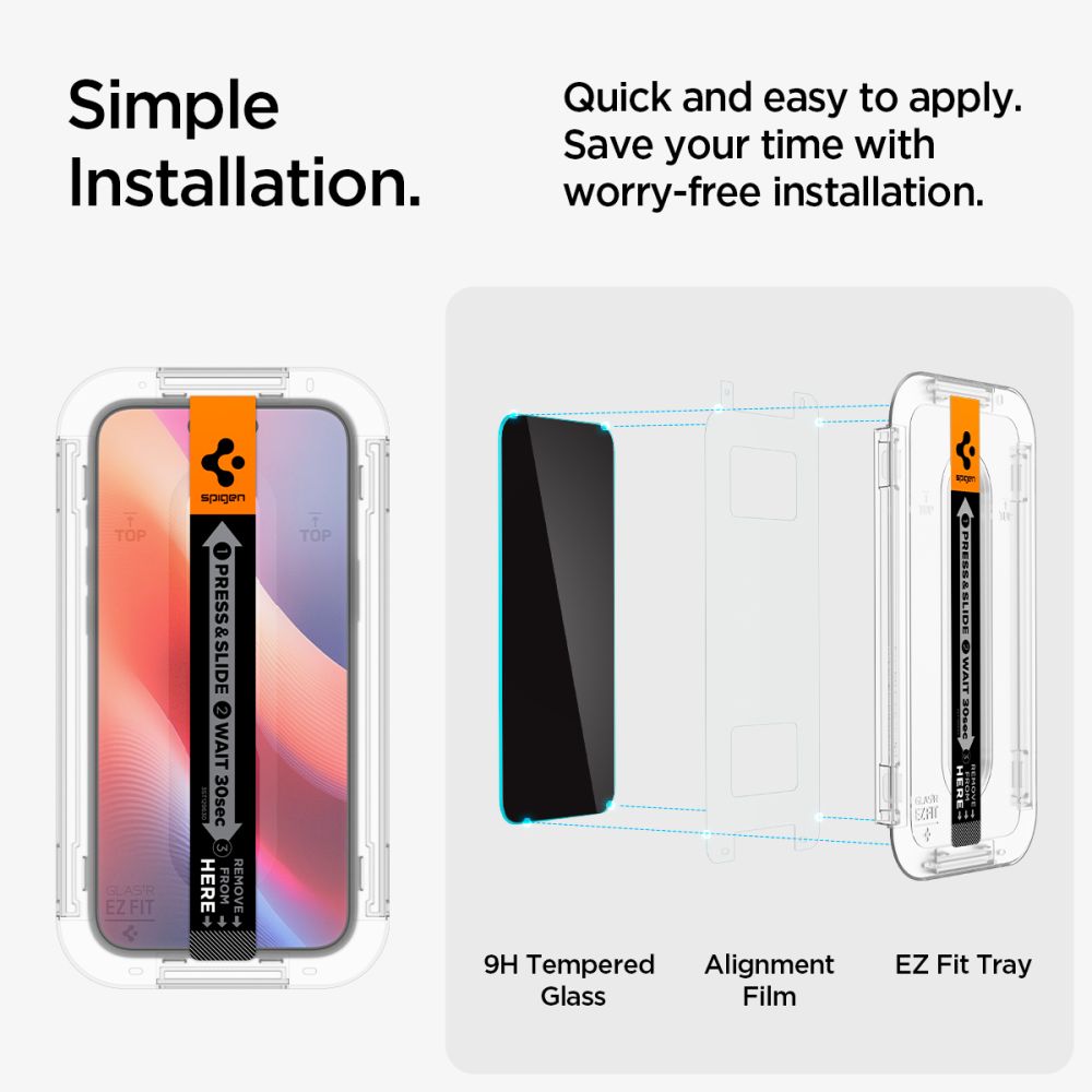 SZKŁO HARTOWANE PRYWATYZUJĄCE SPIGEN GLAS.TR ”EZ FIT” 2-PACK IPHONE 15 / 16 PRIVACY