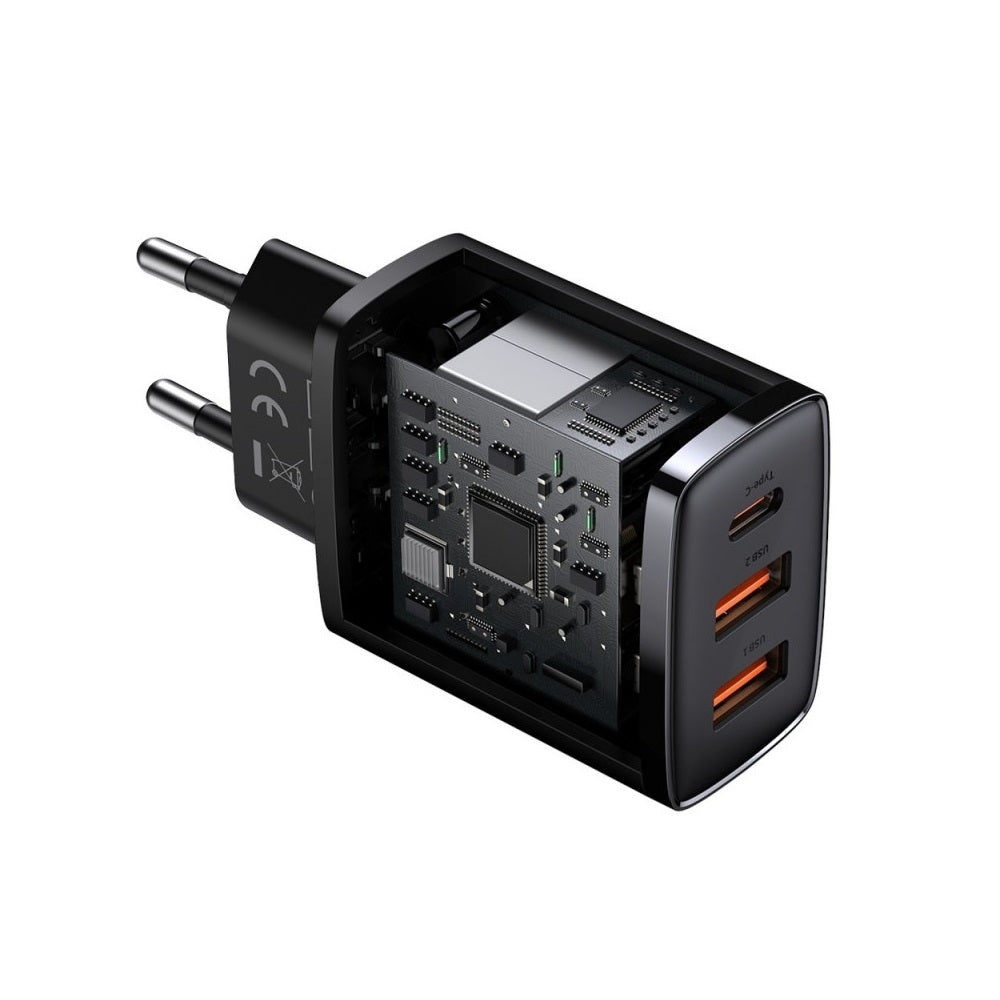 BASEUS ŁADOWARKA SIECIOWA COMPACT PD 30W 1X USB-C 2X USB CZARNA
