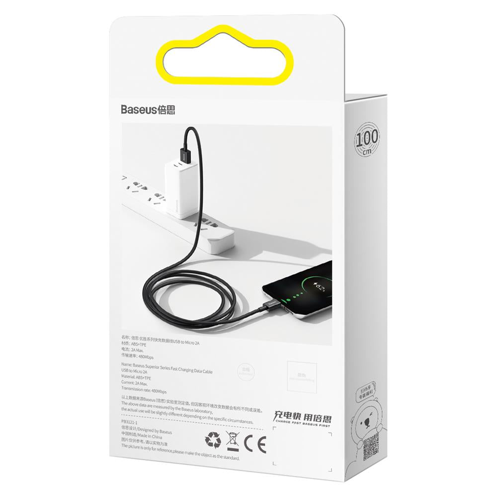BASEUS KABEL SUPERIOR USB - MICRO USB 2,0 M 2,0A CZARNY