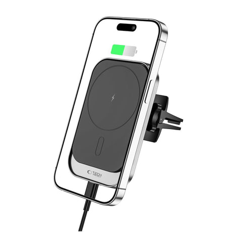 UCHWYT SAMOCHODOWY DO KRATKI Z ŁADOWANIEM INDUKCYJNYM TECH-PROTECT CW19 MAGNETIC MAGSAFE  WIRELESS CHARGER 15W CZARNY