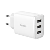 BASEUS ŁADOWARKA SIECIOWA COMPACT 3 X USB BIAŁA 17W