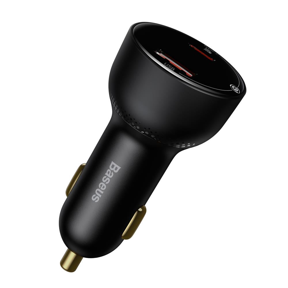 BASEUS ŁADOWARKA SAMOCHODOWA SUPERME PD 100W 1X USB 1X USB-C CZARNA + KABEL USB-C - USB-C