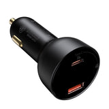 BASEUS ŁADOWARKA SAMOCHODOWA SUPERME PD 100W 1X USB 1X USB-C CZARNA + KABEL USB-C - USB-C