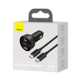 BASEUS ŁADOWARKA SAMOCHODOWA SUPERME PD 100W 1X USB 1X USB-C CZARNA + KABEL USB-C - USB-C