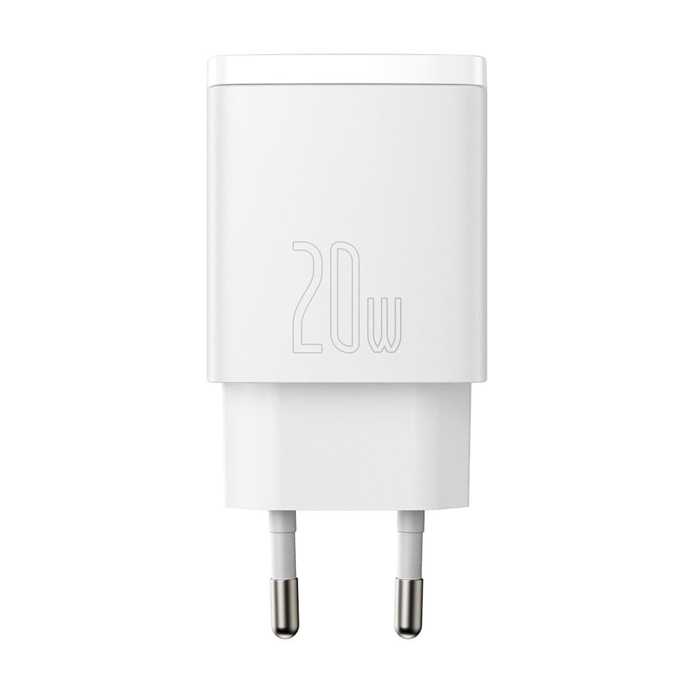 BASEUS ŁADOWARKA SIECIOWA COMPACT PD 20W 1X USB-C 1X USB BIAŁA