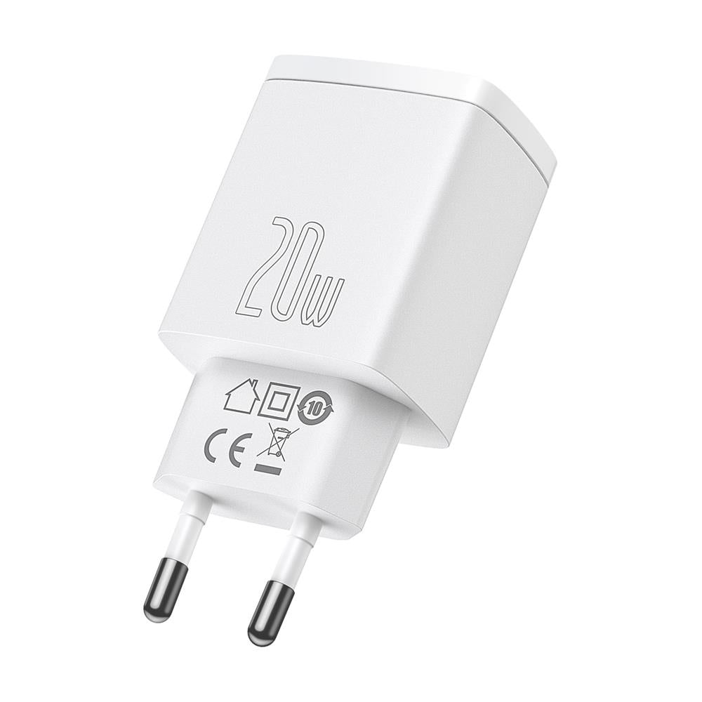 BASEUS ŁADOWARKA SIECIOWA COMPACT PD 20W 1X USB-C 1X USB BIAŁA