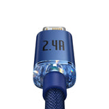BASEUS KABEL CRYSTAL SHINE USB - LIGHTNING 1,2 M 2,4A NIEBIESKI