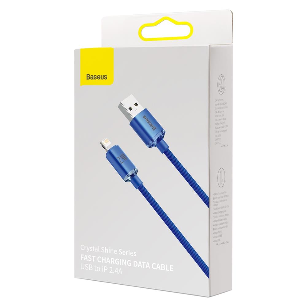 BASEUS KABEL CRYSTAL SHINE USB - LIGHTNING 1,2 M 2,4A NIEBIESKI