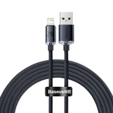 BASEUS KABEL CRYSTAL SHINE USB - LIGHTNING 2,0 M 2,4A CZARNY