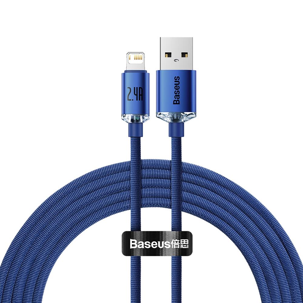 BASEUS KABEL CRYSTAL SHINE USB - LIGHTNING 2,0 M 2,4A NIEBIESKI