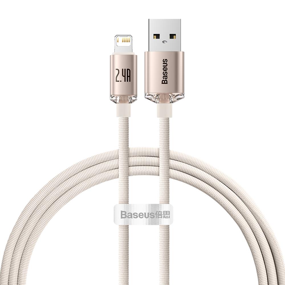 BASEUS KABEL CRYSTAL SHINE USB - LIGHTNING 1,2 M 2,4A RÓŻOWY