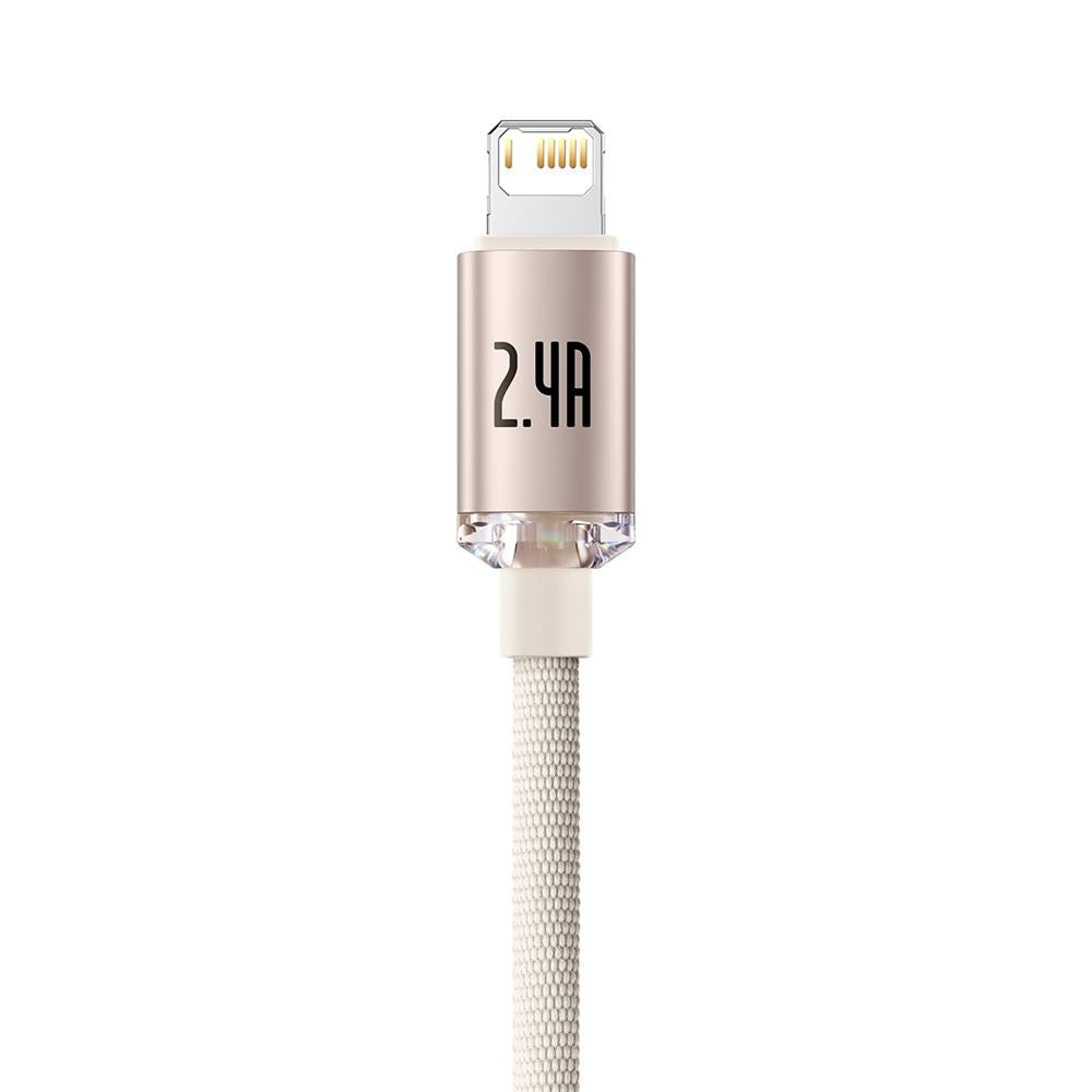 BASEUS KABEL CRYSTAL SHINE USB - LIGHTNING 1,2 M 2,4A RÓŻOWY