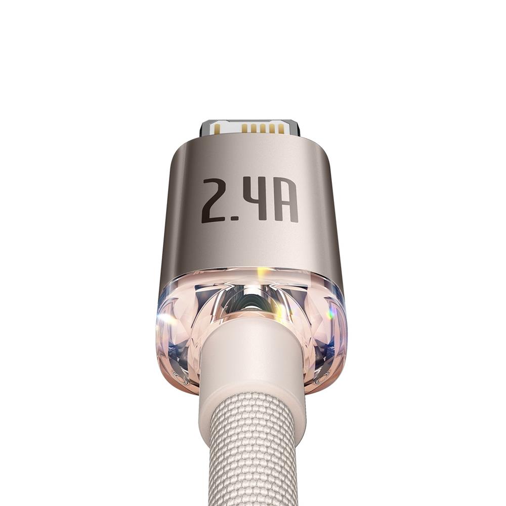 BASEUS KABEL CRYSTAL SHINE USB - LIGHTNING 1,2 M 2,4A RÓŻOWY