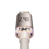 BASEUS KABEL CRYSTAL SHINE USB - LIGHTNING 1,2 M 2,4A RÓŻOWY