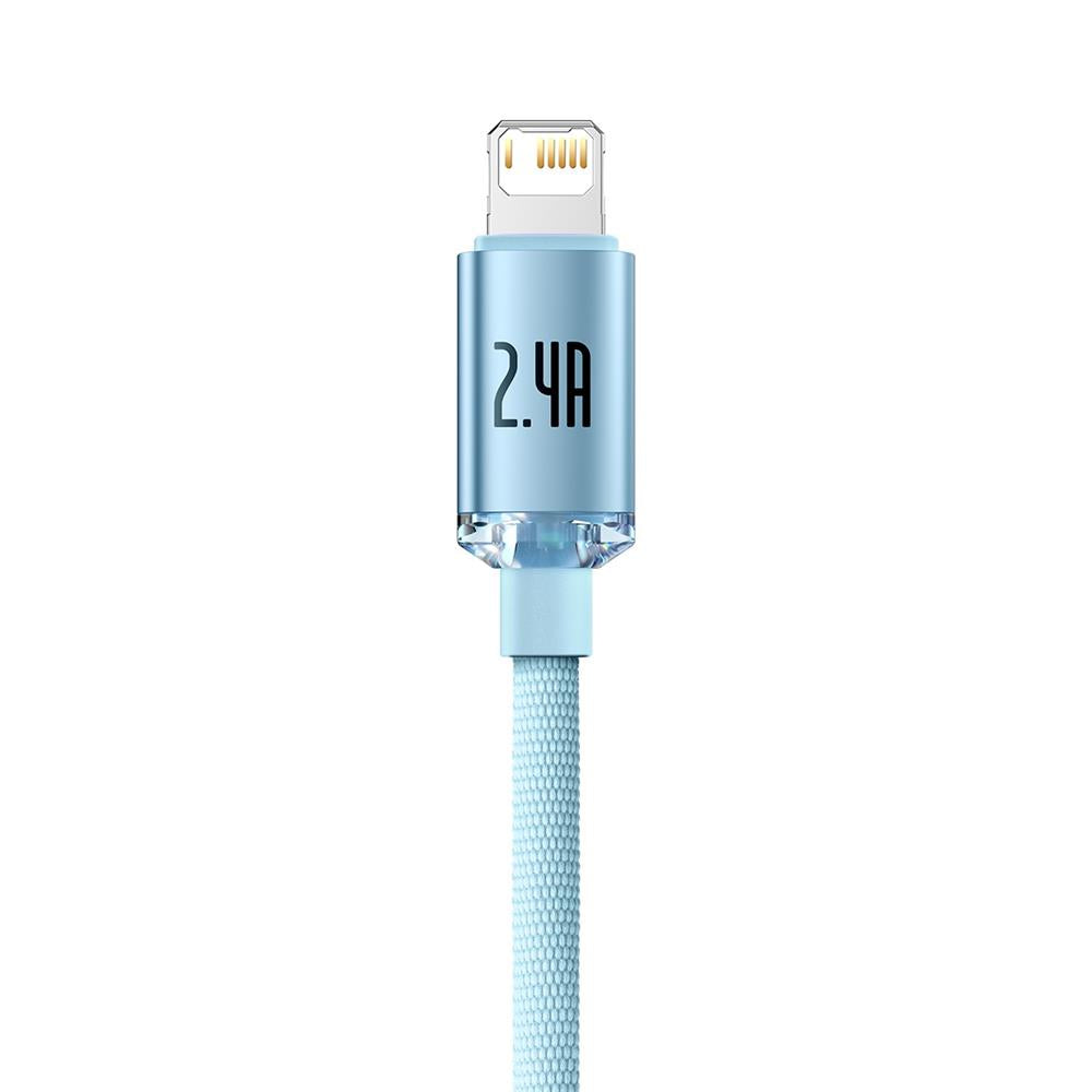 BASEUS KABEL CRYSTAL SHINE USB - LIGHTNING 2,0 M 2,4A JASNO-NIEBIESKI