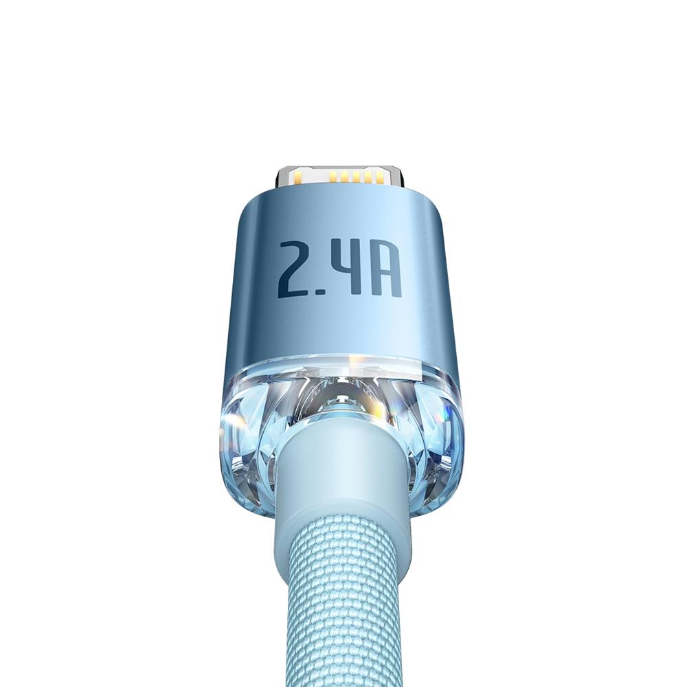 BASEUS KABEL CRYSTAL SHINE USB - LIGHTNING 2,0 M 2,4A JASNO-NIEBIESKI