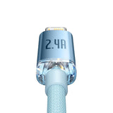BASEUS KABEL CRYSTAL SHINE USB - LIGHTNING 2,0 M 2,4A JASNO-NIEBIESKI