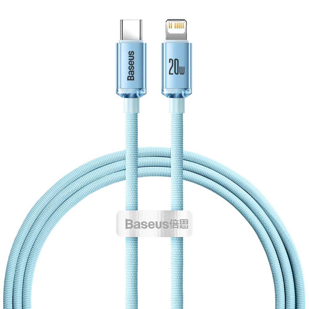BASEUS KABEL CRYSTAL SHINE USB-C - LIGHTNING 1,2 M 20W JASNO-NIEBIESKI