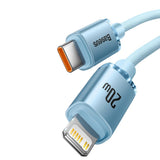 BASEUS KABEL CRYSTAL SHINE USB-C - LIGHTNING 1,2 M 20W JASNO-NIEBIESKI