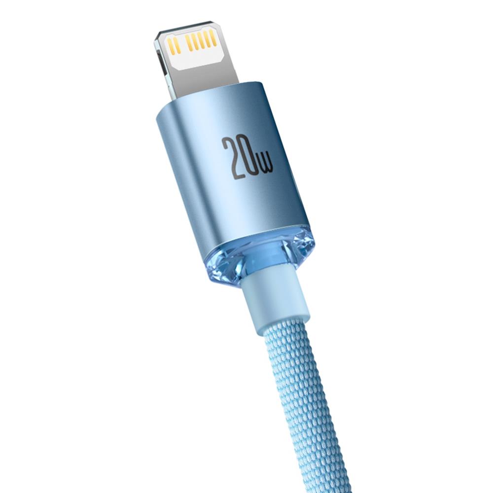 BASEUS KABEL CRYSTAL SHINE USB-C - LIGHTNING 1,2 M 20W JASNO-NIEBIESKI