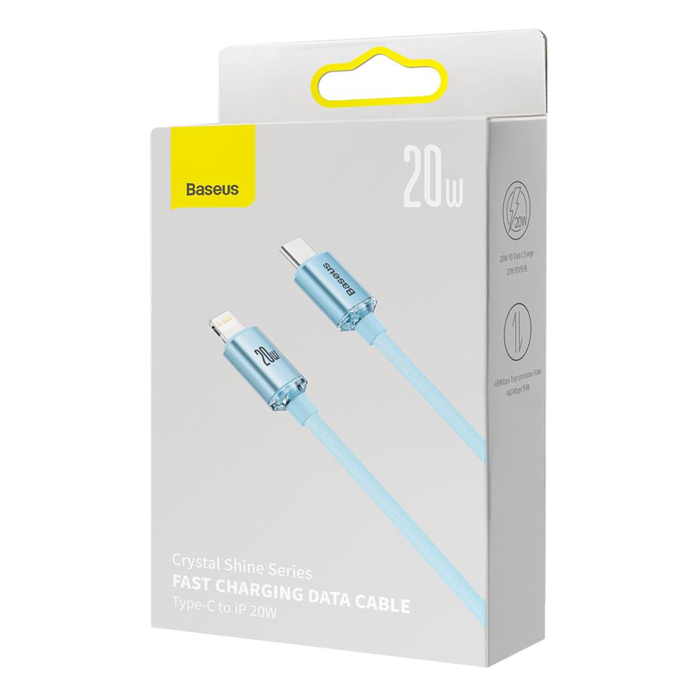 BASEUS KABEL CRYSTAL SHINE USB-C - LIGHTNING 1,2 M 20W JASNO-NIEBIESKI