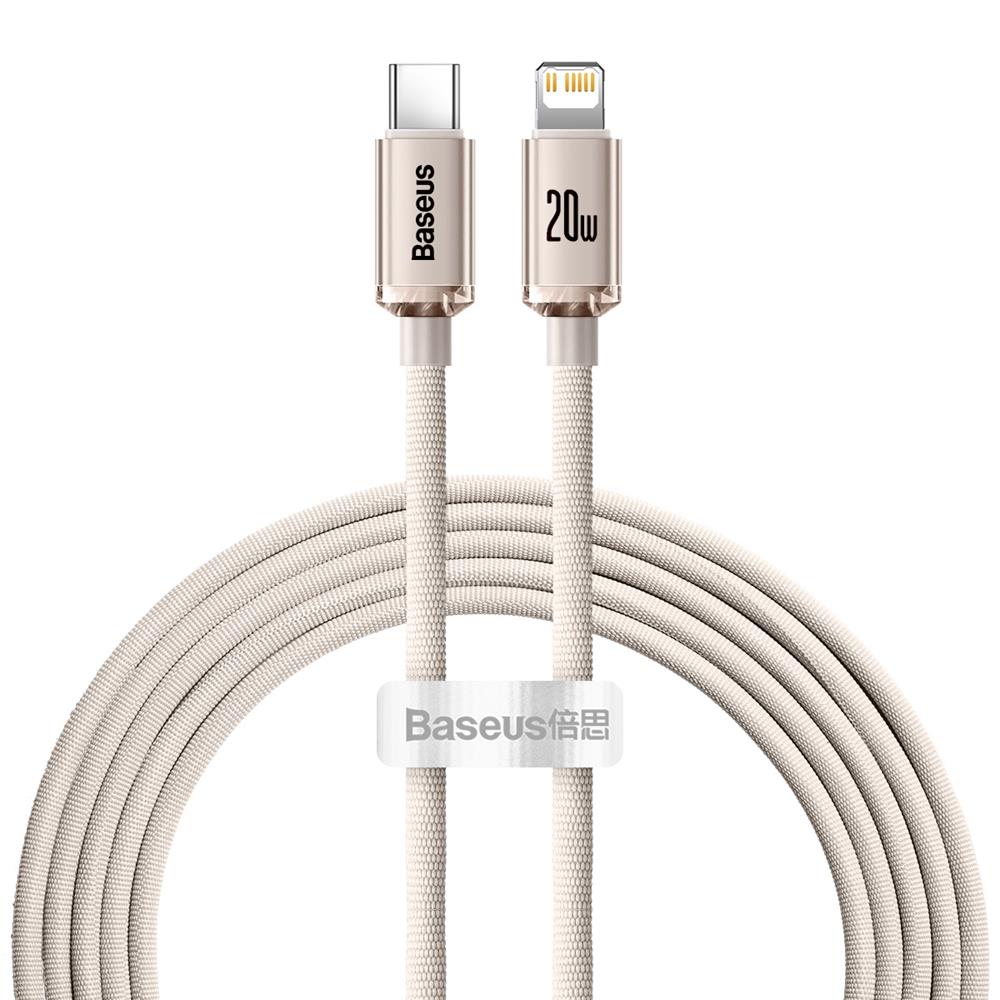 BASEUS KABEL CRYSTAL SHINE USB-C - LIGHTNING 2,0 M 20W RÓŻOWY