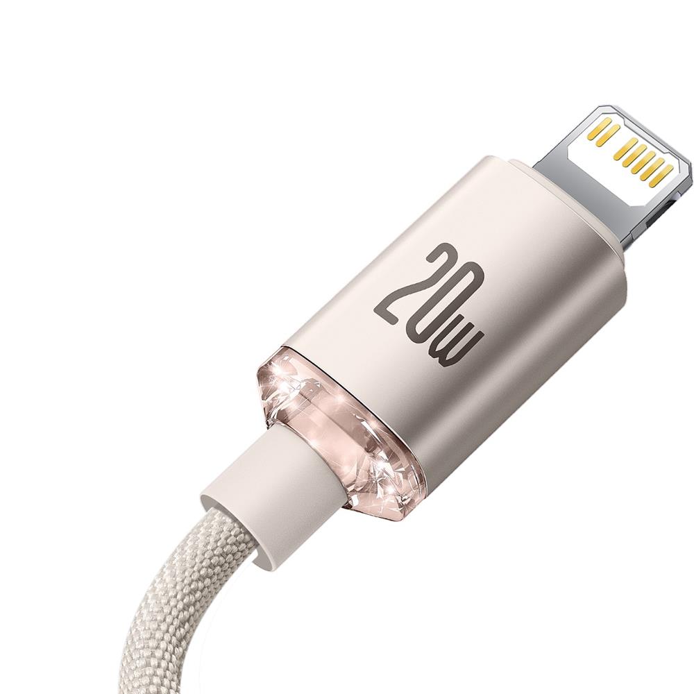 BASEUS KABEL CRYSTAL SHINE USB-C - LIGHTNING 2,0 M 20W RÓŻOWY