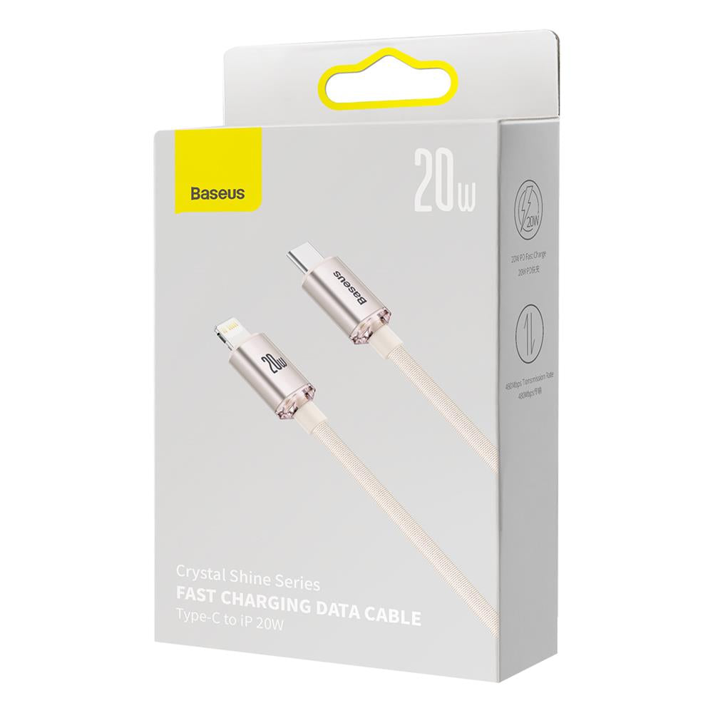 BASEUS KABEL CRYSTAL SHINE USB-C - LIGHTNING 2,0 M 20W RÓŻOWY