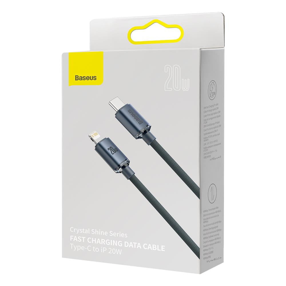 BASEUS KABEL CRYSTAL SHINE USB-C - LIGHTNING 1,2 M 20W CZARNY