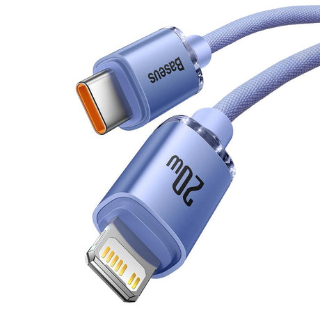 BASEUS KABEL CRYSTAL SHINE USB-C - LIGHTNING 1,2 M 20W FIOLETOWY