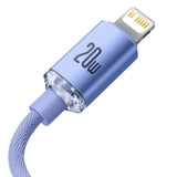 BASEUS KABEL CRYSTAL SHINE USB-C - LIGHTNING 1,2 M 20W FIOLETOWY