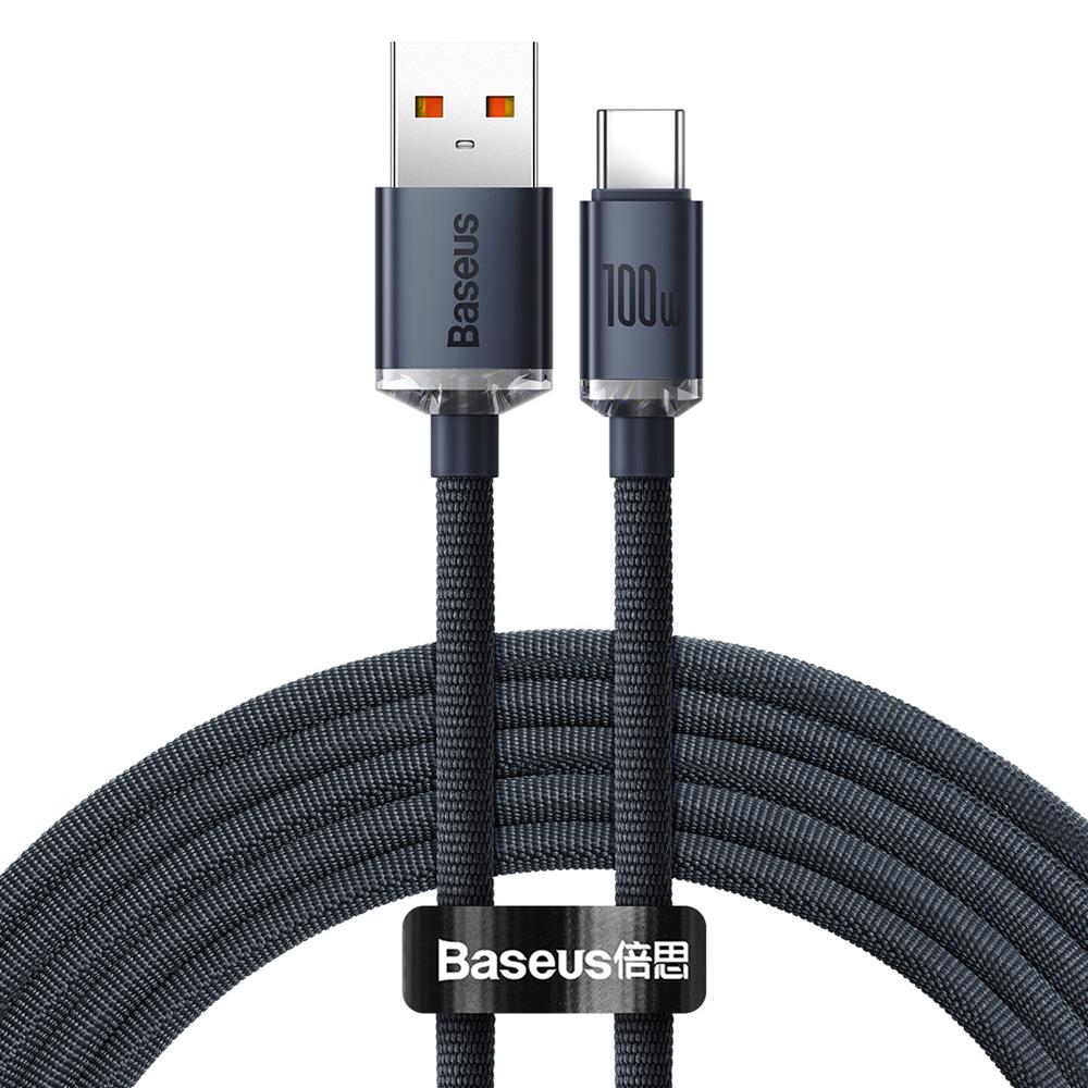 BASEUS KABEL CRYSTAL SHINE USB - USB-C 2,0 M 100W CZARNY