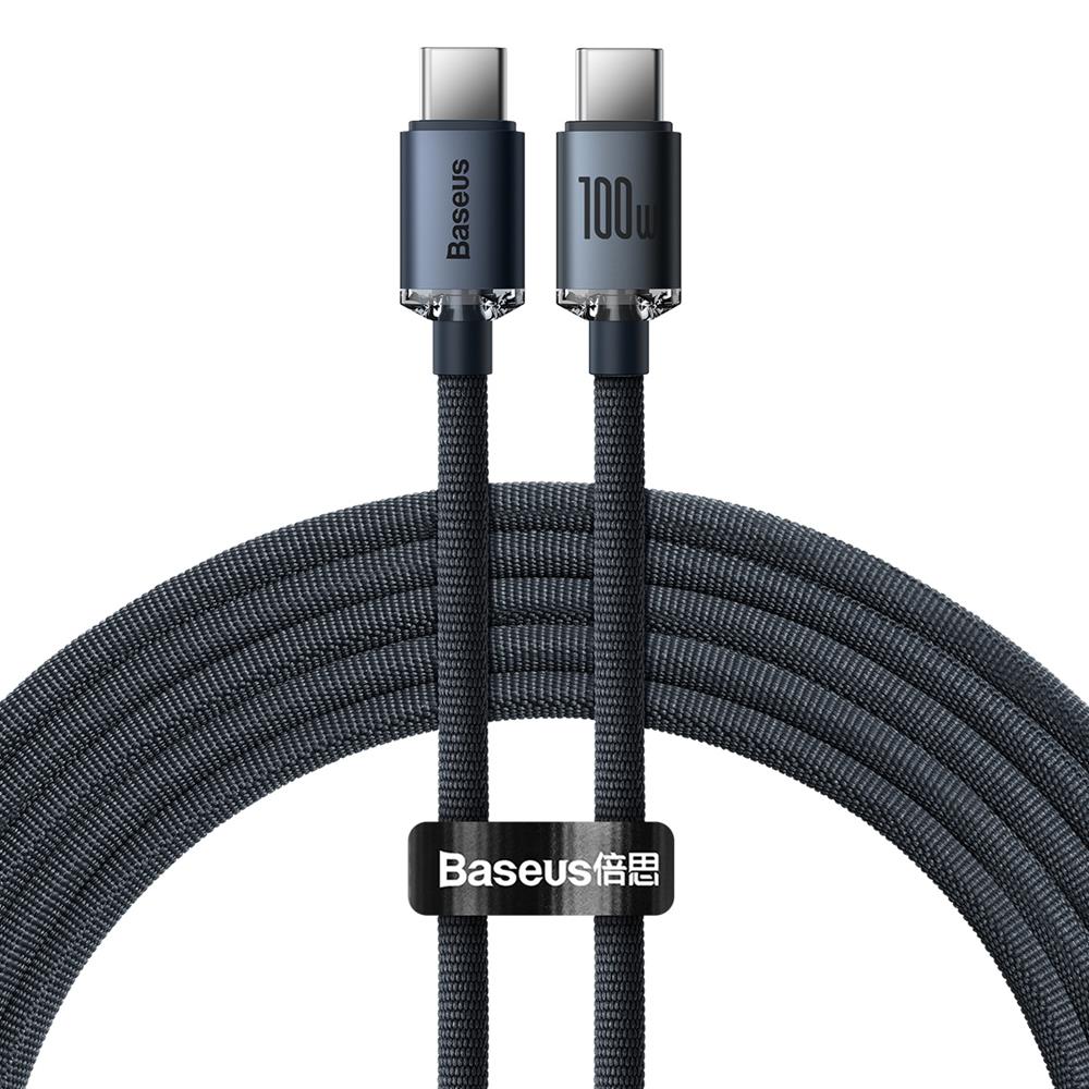 BASEUS KABEL CRYSTAL SHINE USB-C - USB-C 2,0 M 100W CZARNY