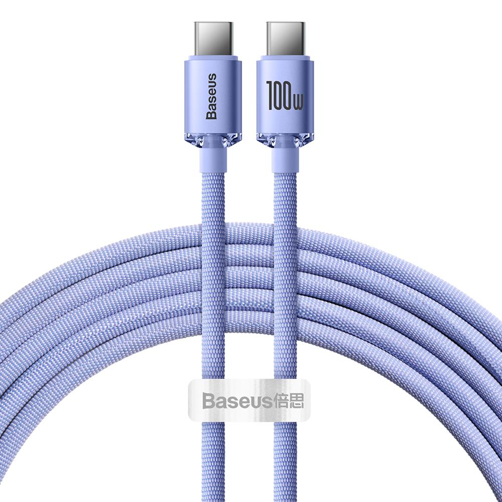 BASEUS KABEL CRYSTAL SHINE USB-C - USB-C 2,0 M 100W FIOLETOWY