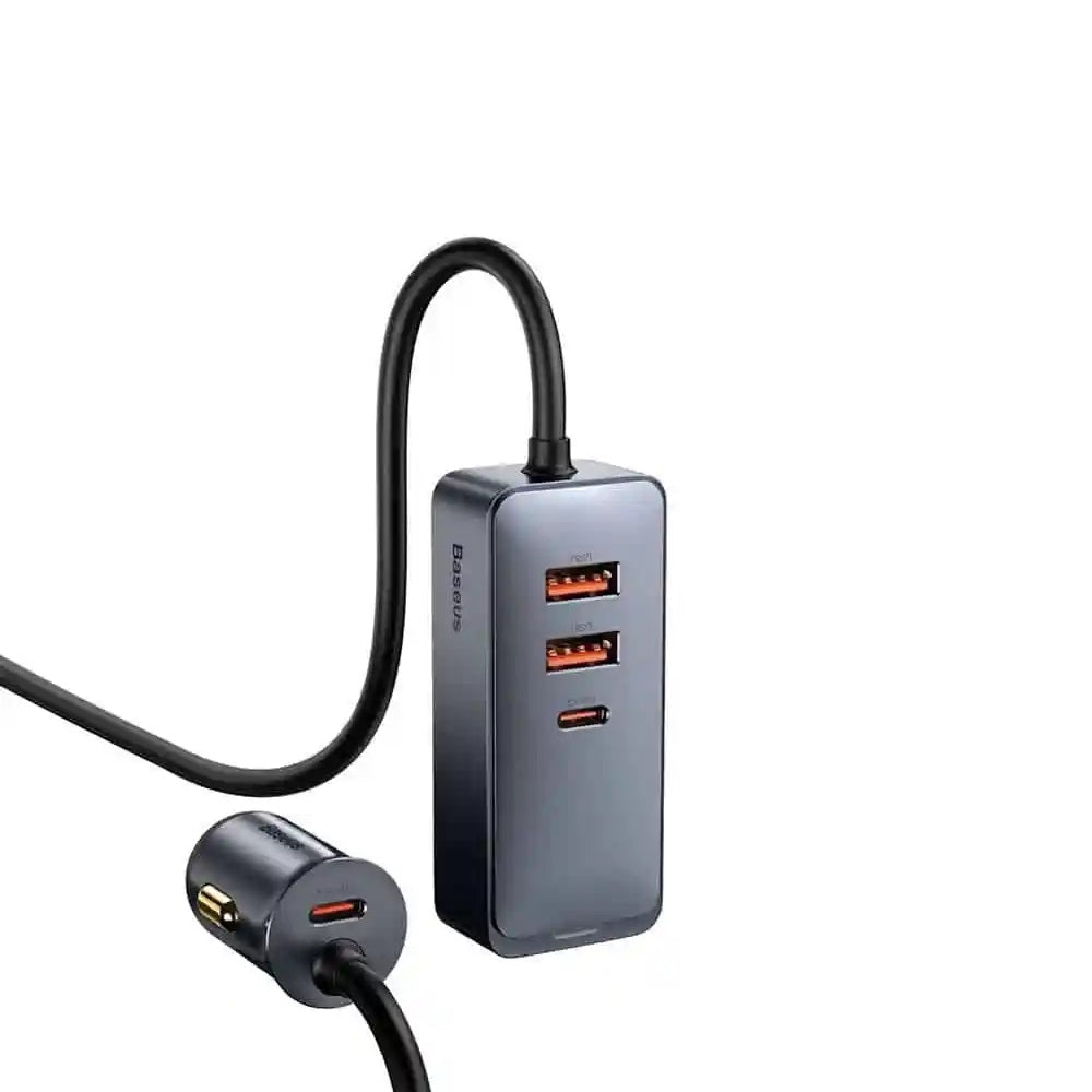 BASEUS ŁADOWARKA SAMOCHODOWA SHARE TOGETHER 2W1 PD 120W 2X USB 2X USB-C SZARA