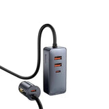 BASEUS ŁADOWARKA SAMOCHODOWA SHARE TOGETHER 2W1 PD 120W 2X USB 2X USB-C SZARA