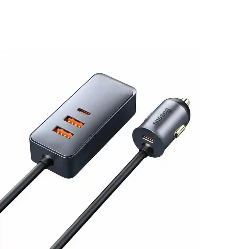BASEUS ŁADOWARKA SAMOCHODOWA SHARE TOGETHER 2W1 PD 120W 2X USB 2X USB-C SZARA