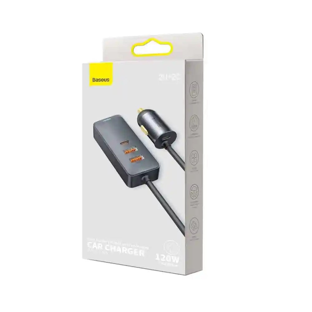 BASEUS ŁADOWARKA SAMOCHODOWA SHARE TOGETHER 2W1 PD 120W 2X USB 2X USB-C SZARA