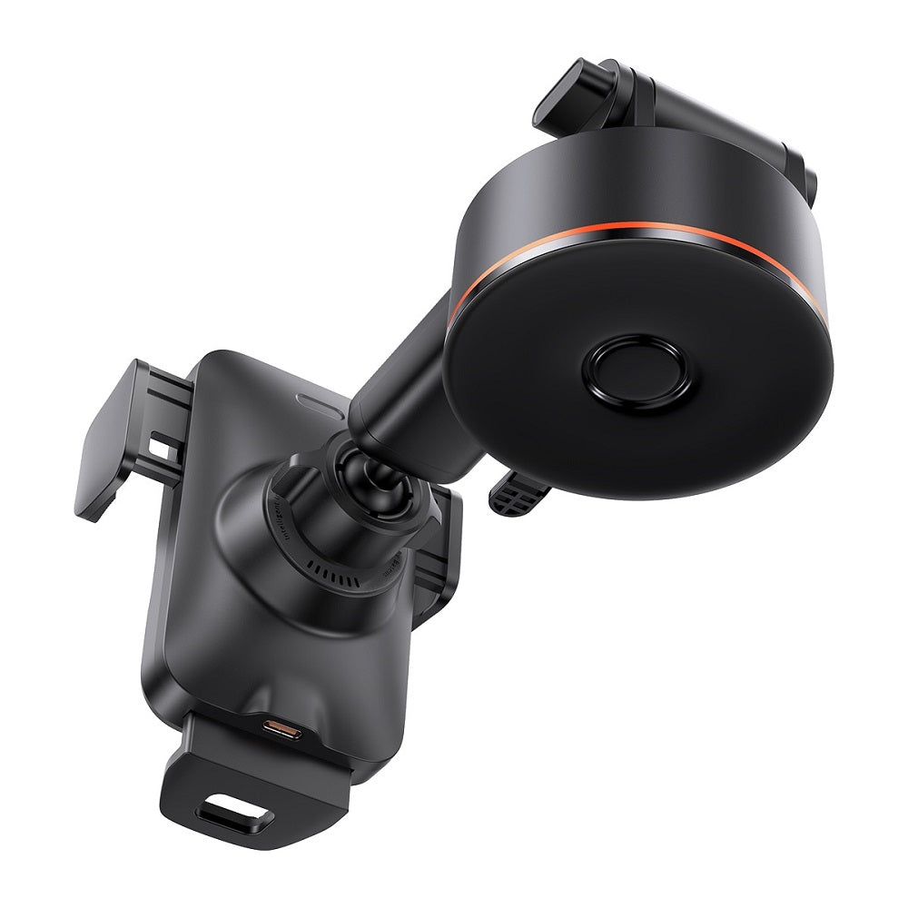 BASEUS UCHWYT SAMOCHODOWY WISDOM AUTO ALIGNMENT Z FUNKCJĄ ŁADOWANIA BEZPRZEWODOWEGO CZARNY 15W Z PRZYSSAWKĄ