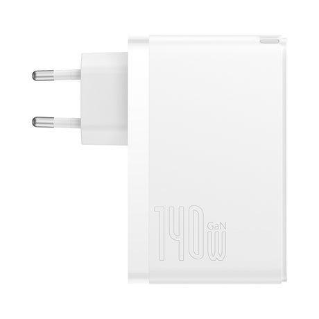 BASEUS ŁADOWARKA SIECIOWA GAN5 PRO PD 140W 2X USB-C 1X USB BIAŁA + KABEL USB-C - USB-C 240W