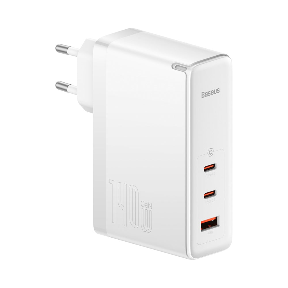 BASEUS ŁADOWARKA SIECIOWA GAN5 PRO PD 140W 2X USB-C 1X USB BIAŁA + KABEL USB-C - USB-C 240W