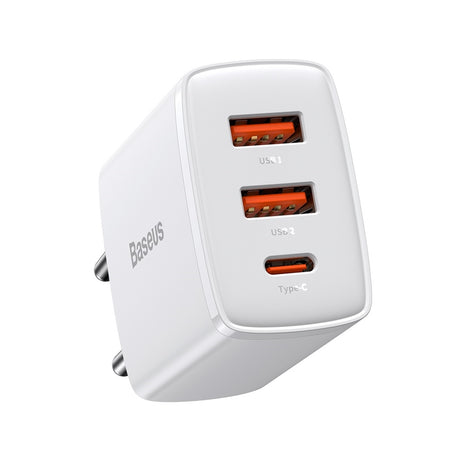 BASEUS ŁADOWARKA SIECIOWA COMPACT PD 30W 1X USB-C 2X USB BIAŁA