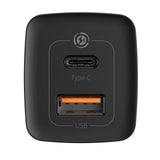 BASEUS ŁADOWARKA SIECIOWA GAN2 LITE PD 65W 1X USB-C 1X USB CZARNA