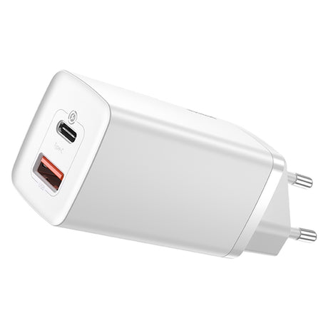 BASEUS ŁADOWARKA SIECIOWA GAN2 LITE PD 65W 1X USB-C 1X USB BIAŁA