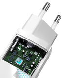 BASEUS ŁADOWARKA SIECIOWA GAN2 LITE PD 65W 1X USB-C 1X USB BIAŁA