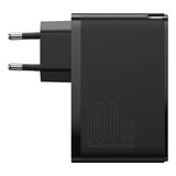 BASEUS ŁADOWARKA SIECIOWA GAN2 PRO PD 100W 2X USB-C 2X USB CZARNA