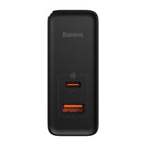 BASEUS ŁADOWARKA SIECIOWA GAN5 PRO PD 100W 1X USB-C 1X USB CZARNA + KABEL USB-C - USB-C