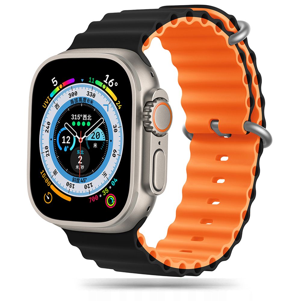PASEK TECH-PROTECT ICONBAND PRO APPLE WATCH 6 / 7 / 8 / 9 / 10 / SE / ULTRA 1 / 2 (44 / 45 / 46 / 49 MM) BLACK/ORANGE CZARNO POMARAŃCZOWY