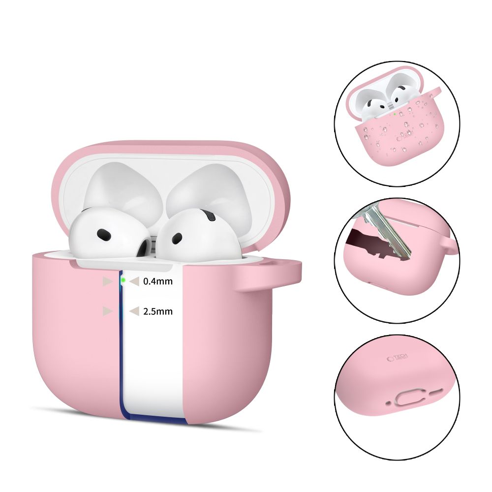ETUI NA SŁUCHAWKI TECH-PROTECT SILICONE HOOK APPLE AIRPODS 4 RÓŻOWE